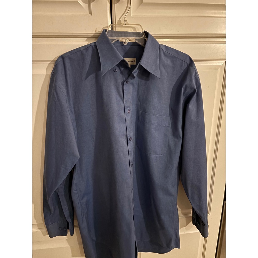 Pronto Uomo Mens Blue Long Sleeve Button Down Dress Shirt‎ Size M Pocket